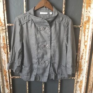 Coldwater Creek 100% Linen Crop Jacket Taupe S PL